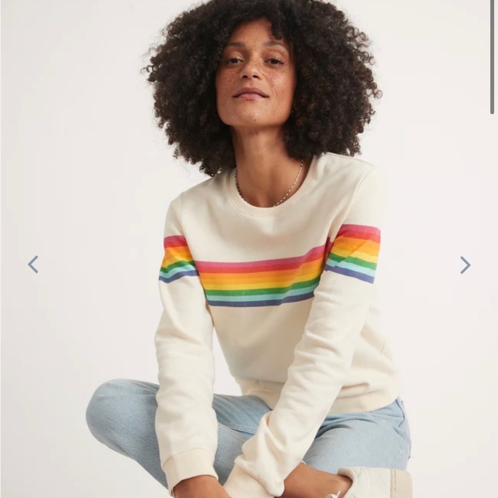 NWT Marine Layer Anytime Sweatshirt Rainbow Stripe XS